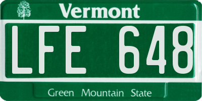 VT license plate LFE648