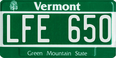 VT license plate LFE650