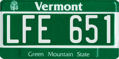 VT license plate LFE651