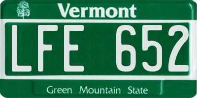 VT license plate LFE652
