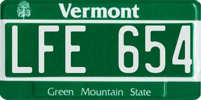 VT license plate LFE654