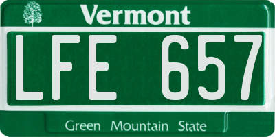 VT license plate LFE657
