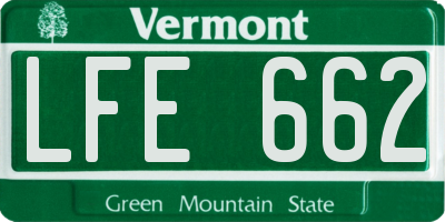 VT license plate LFE662