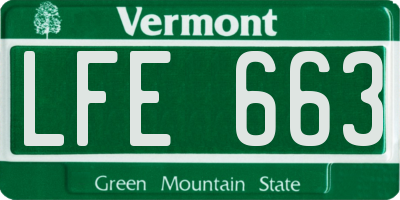VT license plate LFE663