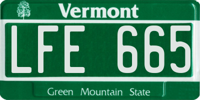 VT license plate LFE665