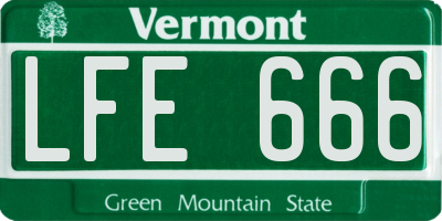 VT license plate LFE666