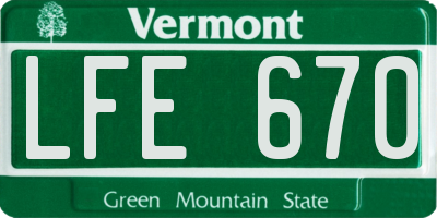 VT license plate LFE670