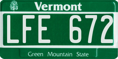 VT license plate LFE672