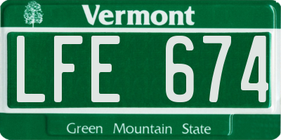 VT license plate LFE674
