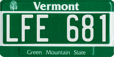 VT license plate LFE681