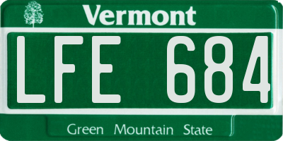 VT license plate LFE684