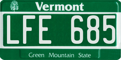 VT license plate LFE685