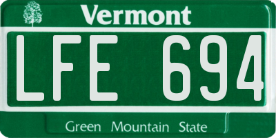 VT license plate LFE694