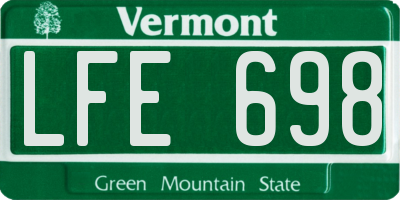 VT license plate LFE698