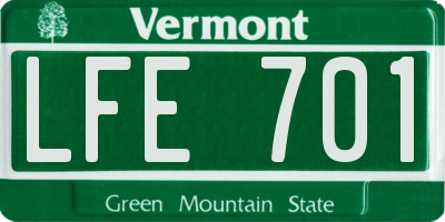 VT license plate LFE701