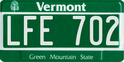 VT license plate LFE702