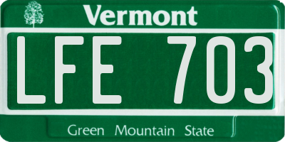 VT license plate LFE703