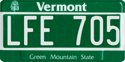 VT license plate LFE705