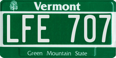 VT license plate LFE707