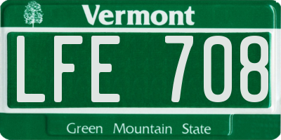 VT license plate LFE708