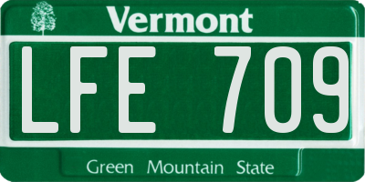 VT license plate LFE709