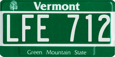 VT license plate LFE712