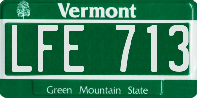 VT license plate LFE713