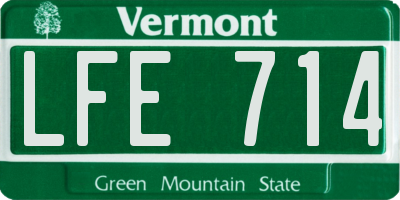 VT license plate LFE714