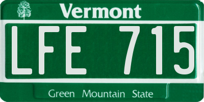 VT license plate LFE715