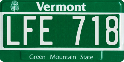 VT license plate LFE718