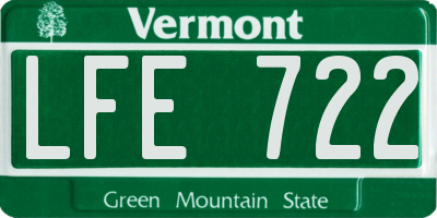 VT license plate LFE722