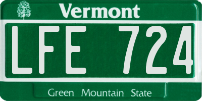 VT license plate LFE724