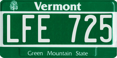 VT license plate LFE725