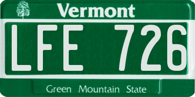 VT license plate LFE726