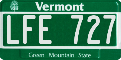 VT license plate LFE727