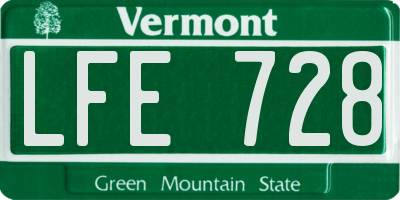 VT license plate LFE728