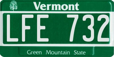VT license plate LFE732