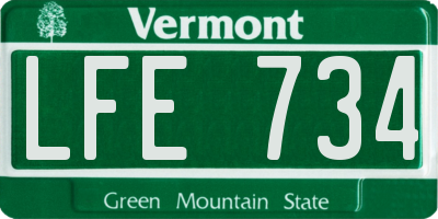 VT license plate LFE734