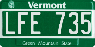 VT license plate LFE735