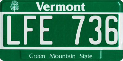 VT license plate LFE736