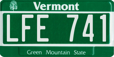 VT license plate LFE741