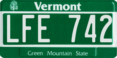 VT license plate LFE742