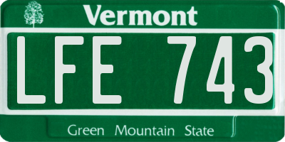 VT license plate LFE743