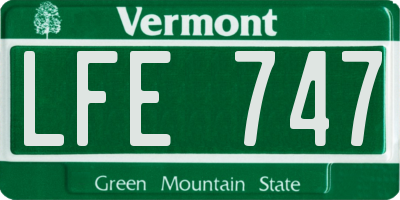 VT license plate LFE747
