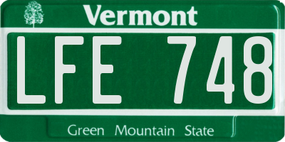VT license plate LFE748