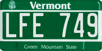VT license plate LFE749