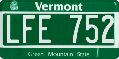 VT license plate LFE752