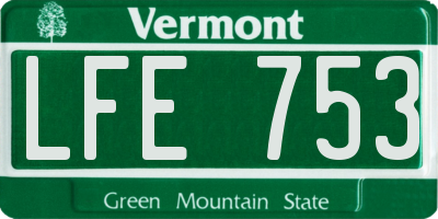 VT license plate LFE753
