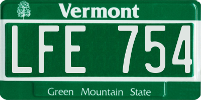 VT license plate LFE754