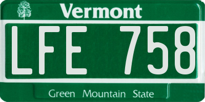 VT license plate LFE758